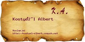 Kostyál Albert névjegykártya