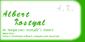 albert kostyal business card